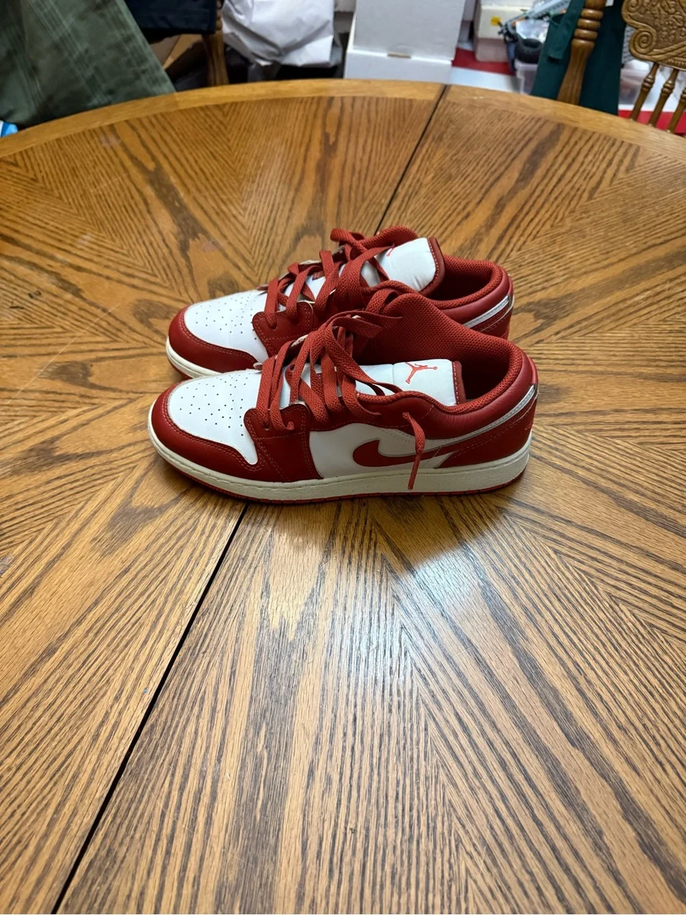 Nike Red and White Kids Low-Top Jordan Sneakers